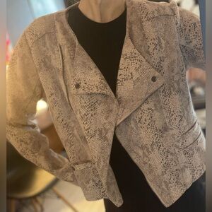 HAUTE MONDE SNAKE PRINT BIKER JACKET